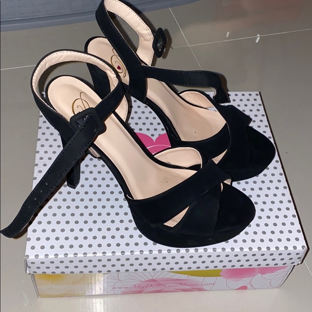 Black suede heels